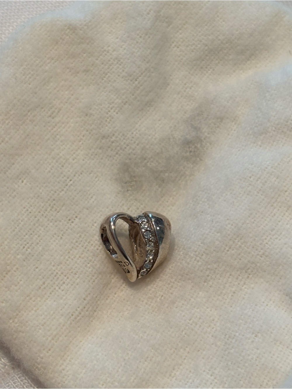 Chamilia Silver Heart Ring Charm with Clear Crystals - Silver